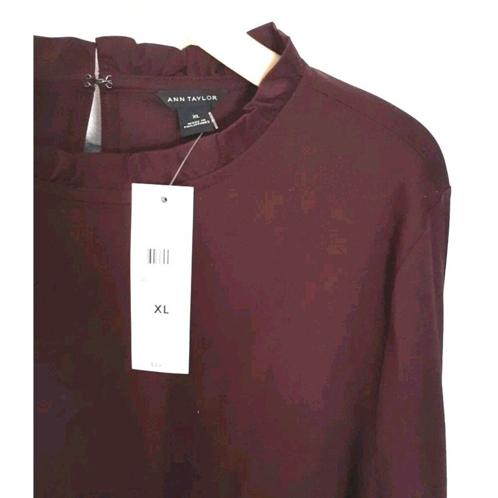 Ann Taylor New Maroon Red Blouse Xl Cotton Knit Top Luxury Feel top